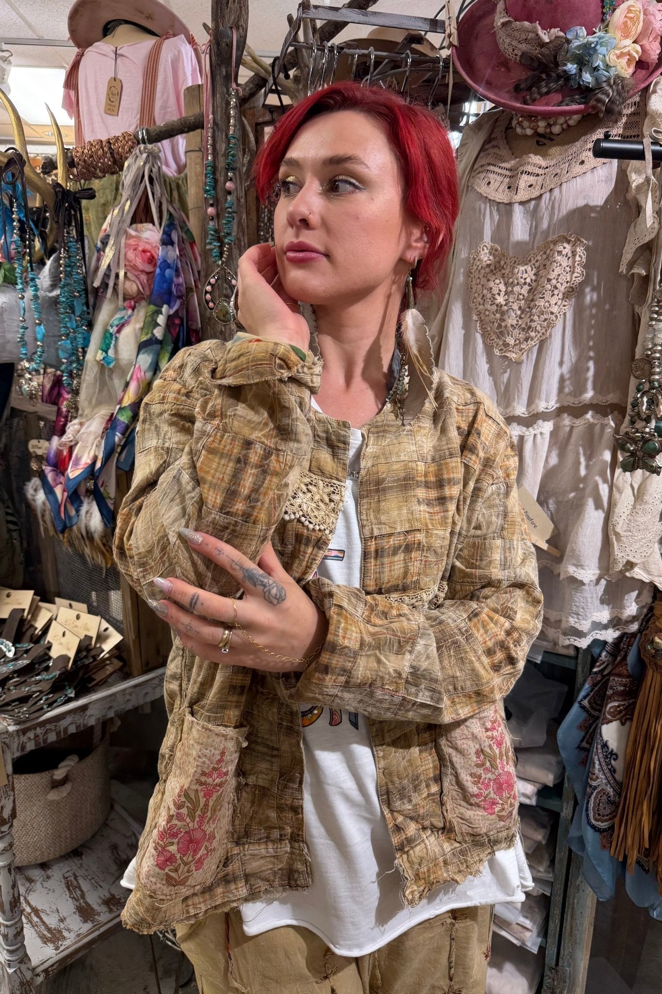 Honey Beige Floral Jacket - ivyandlavyboutique A Rare Bird Shop