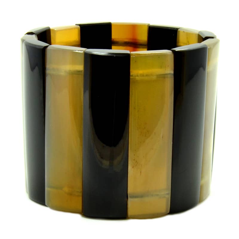 Horn Bracelet. black & Natural Horn tall slats - ivyandlavyboutique Erik & Mike