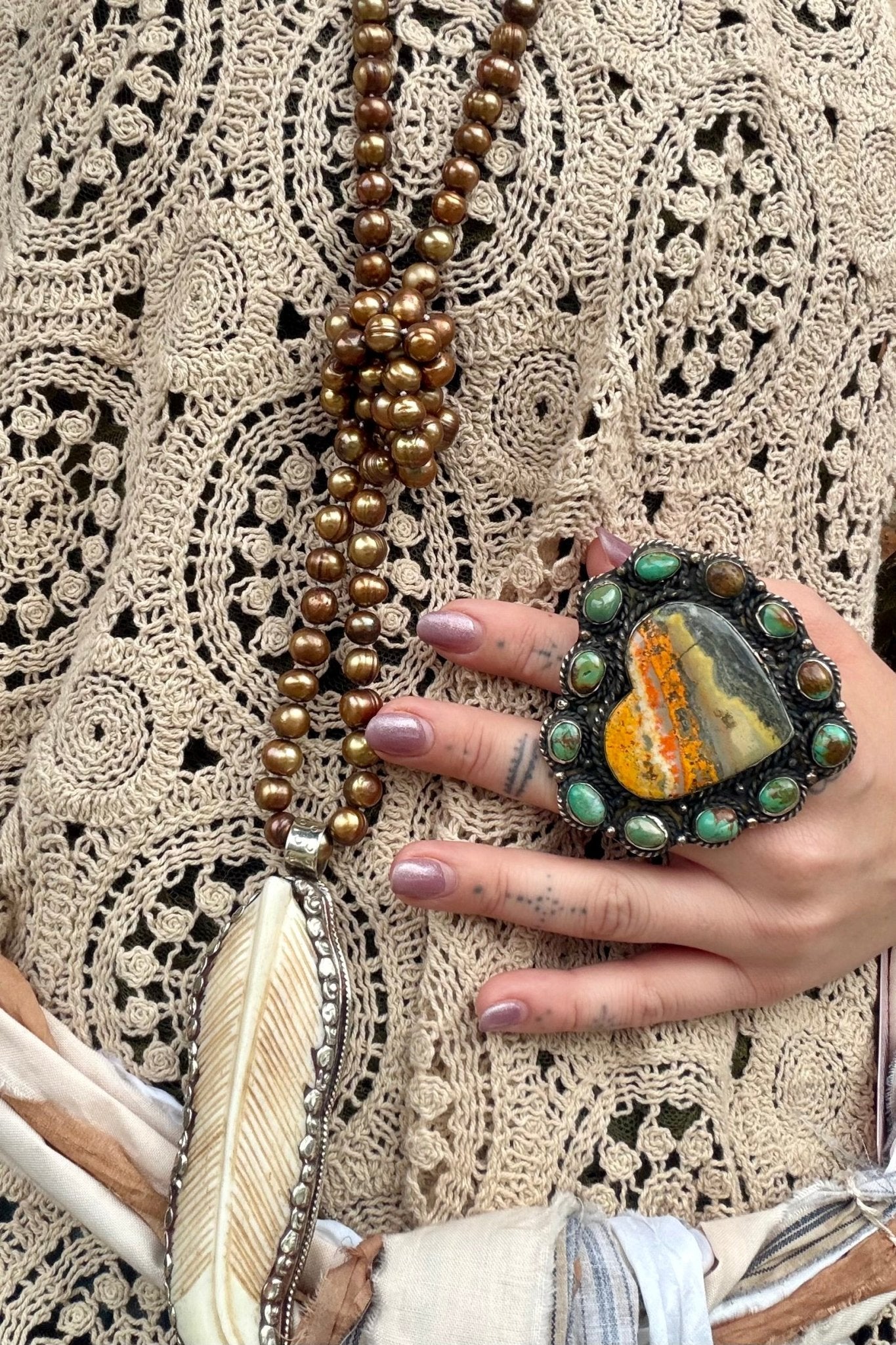 Huge Heart w/ Turquoise Ring - ivyandlavyboutique ivyandlavyboutique