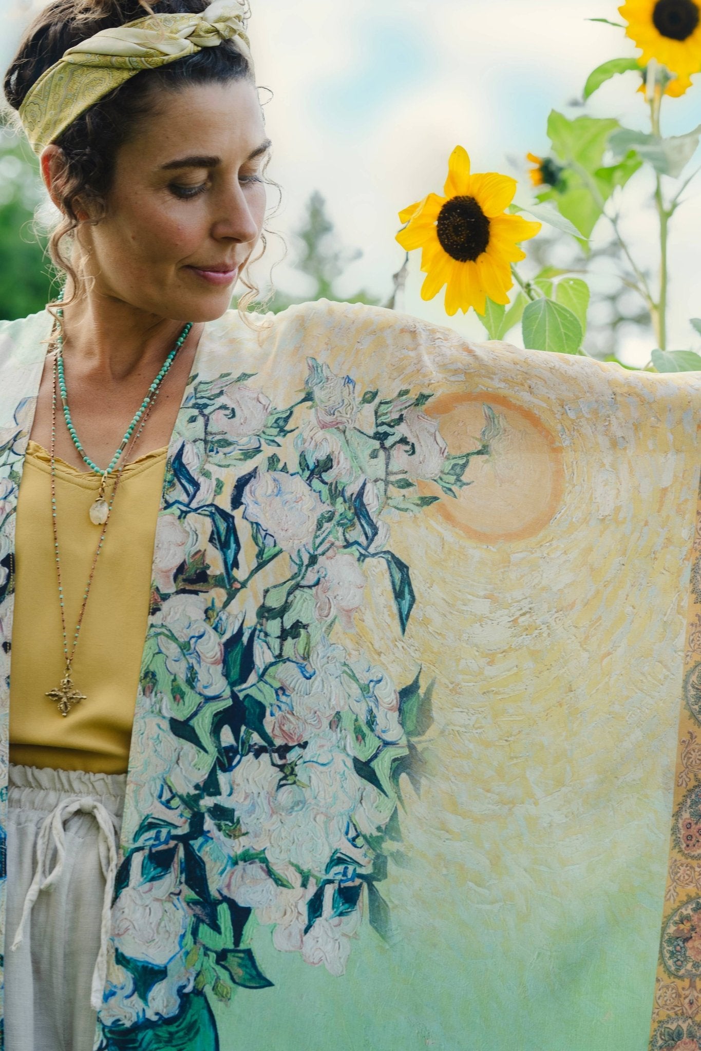 I Paint My Dream Bohemian Van Gogh Goddess Kimono - ivyandlavyboutique Market of Stars