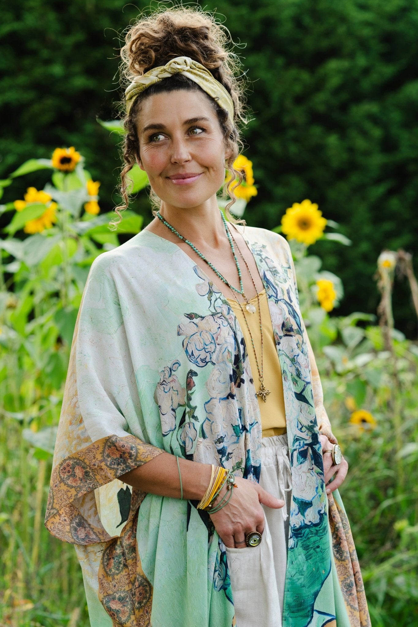 I Paint My Dream Bohemian Van Gogh Goddess Kimono - ivyandlavyboutique Market of Stars