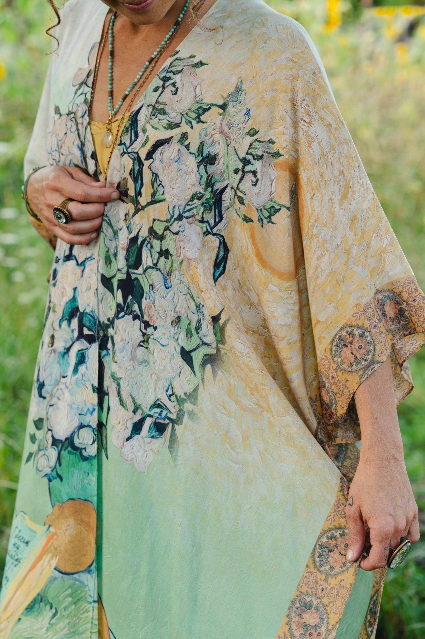 I Paint My Dream Bohemian Van Gogh Goddess Kimono - ivyandlavyboutique Market of Stars