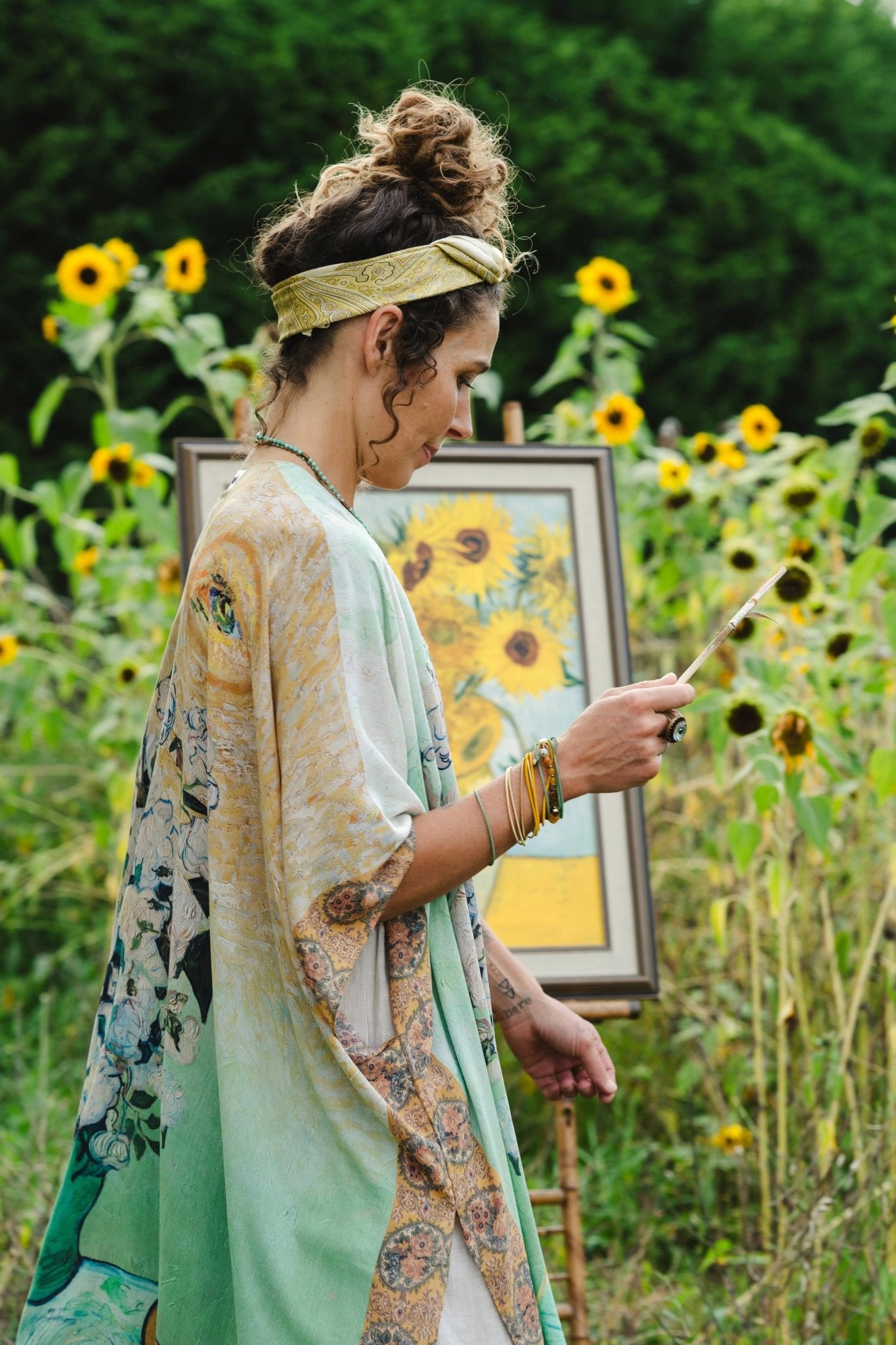 I Paint My Dream Bohemian Van Gogh Goddess Kimono - ivyandlavyboutique Market of Stars