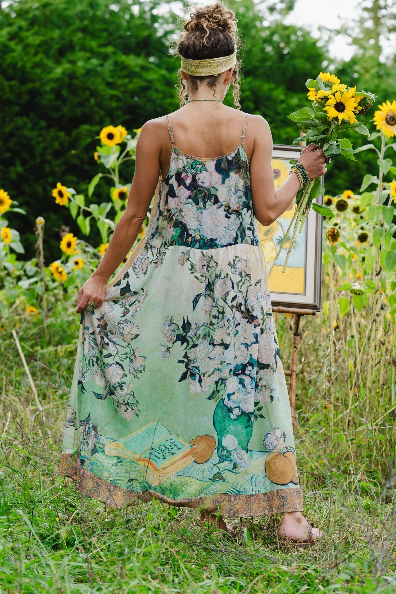 I Paint My Dream Van Gogh Bohéme Long Maxi Slip Dress - ivyandlavyboutique Market of Stars