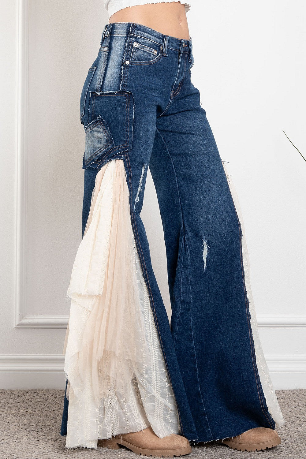 Sale - She's Got Rock & Roll Side Lace Insert Boheme Flares
