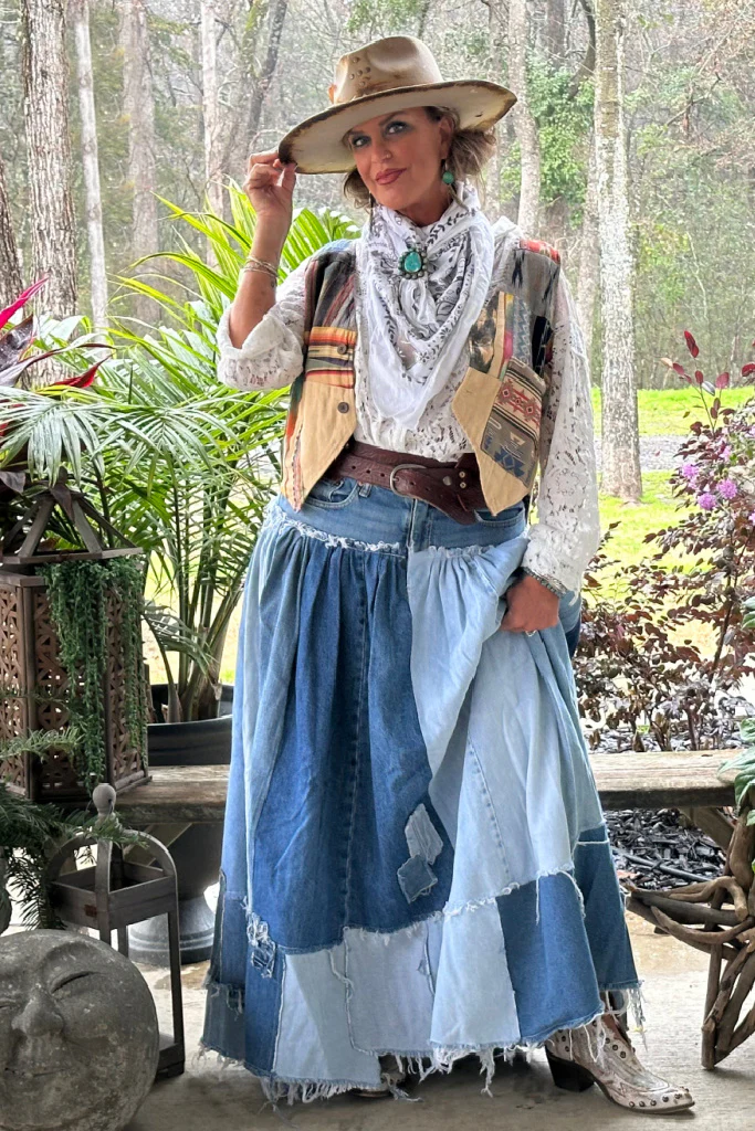 Sale - Patched About Upcycled Denim Skirt