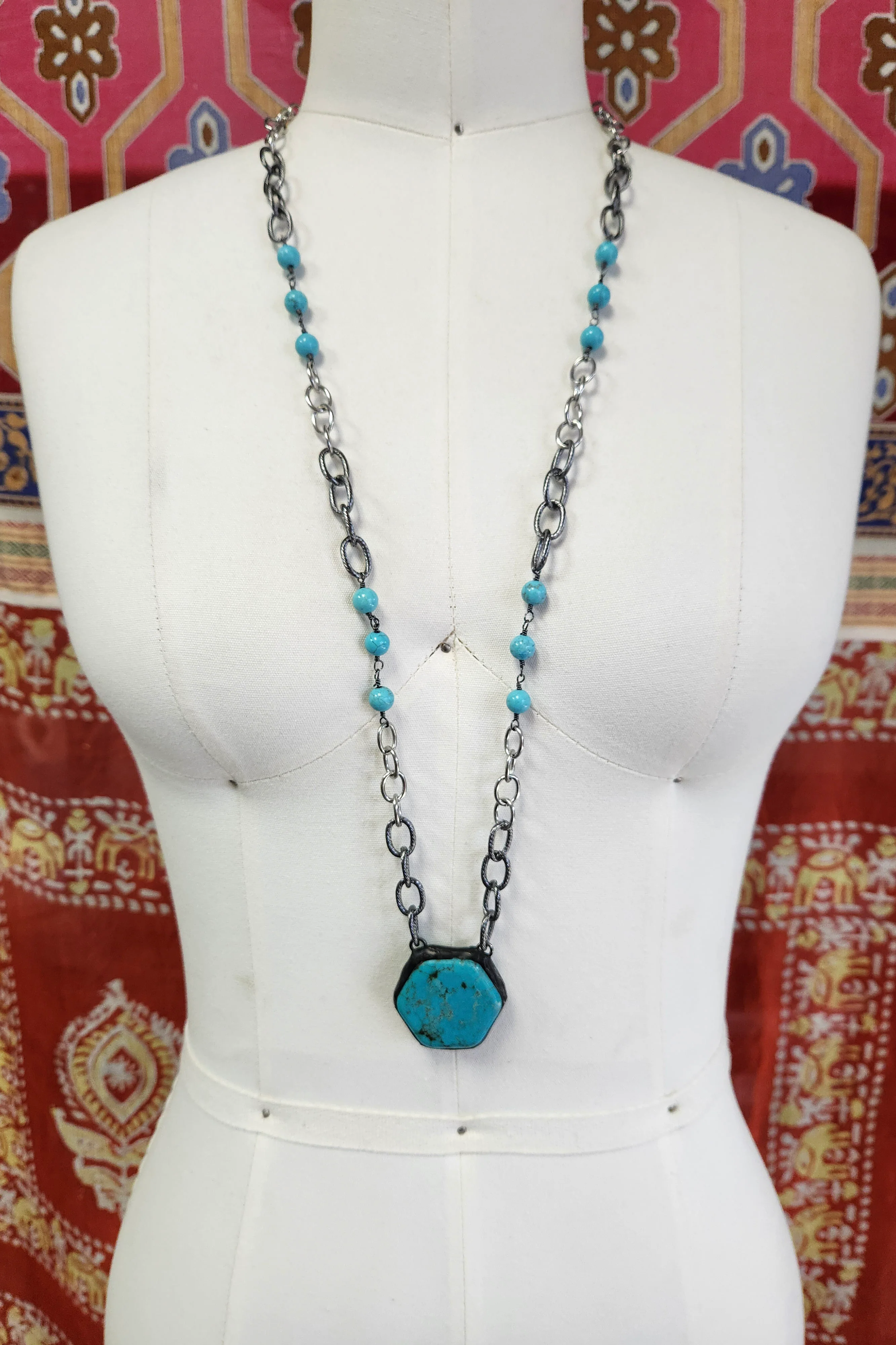One of a Kind: Turquoise Hexagon Necklace