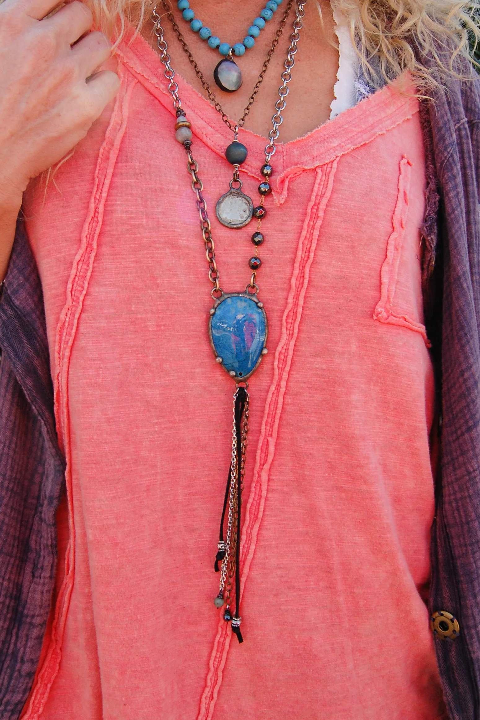 Lapis Tassel Drop Necklace