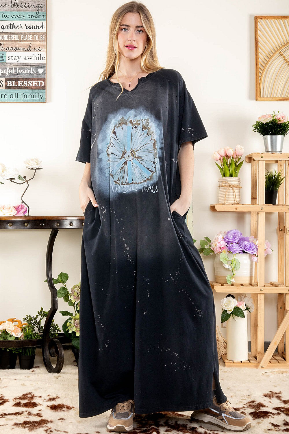 Sale - Just a Woman Short Sleeve Layering Maxi T-Shirt Dress