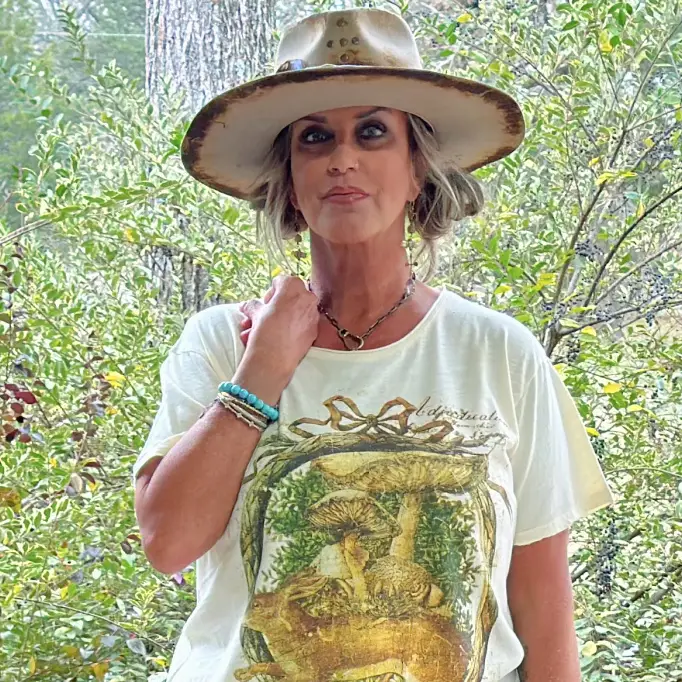 Jumping About - Moon Dance Distressed Cotton Tee Top