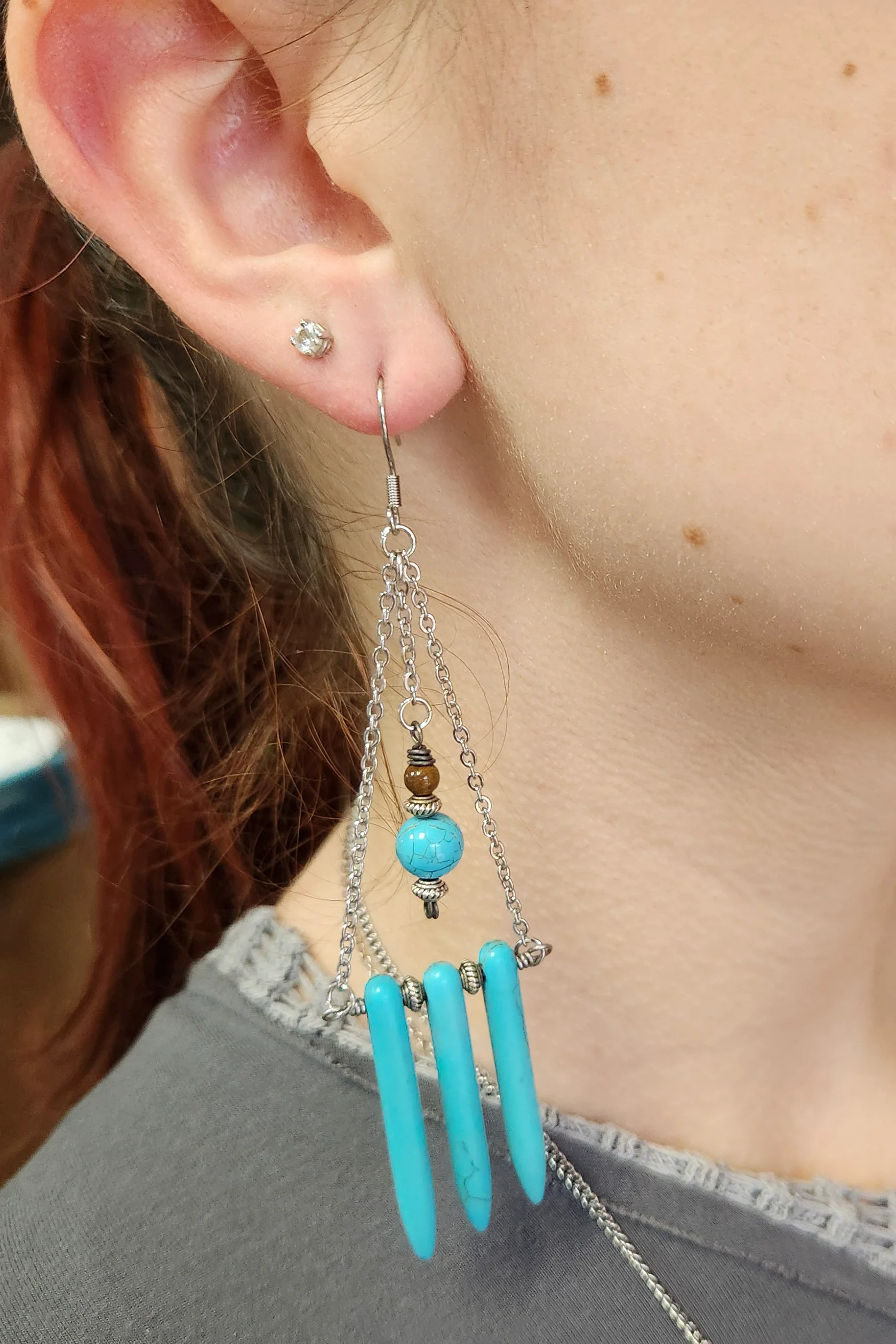 Triple Drop Turquoise Earrings