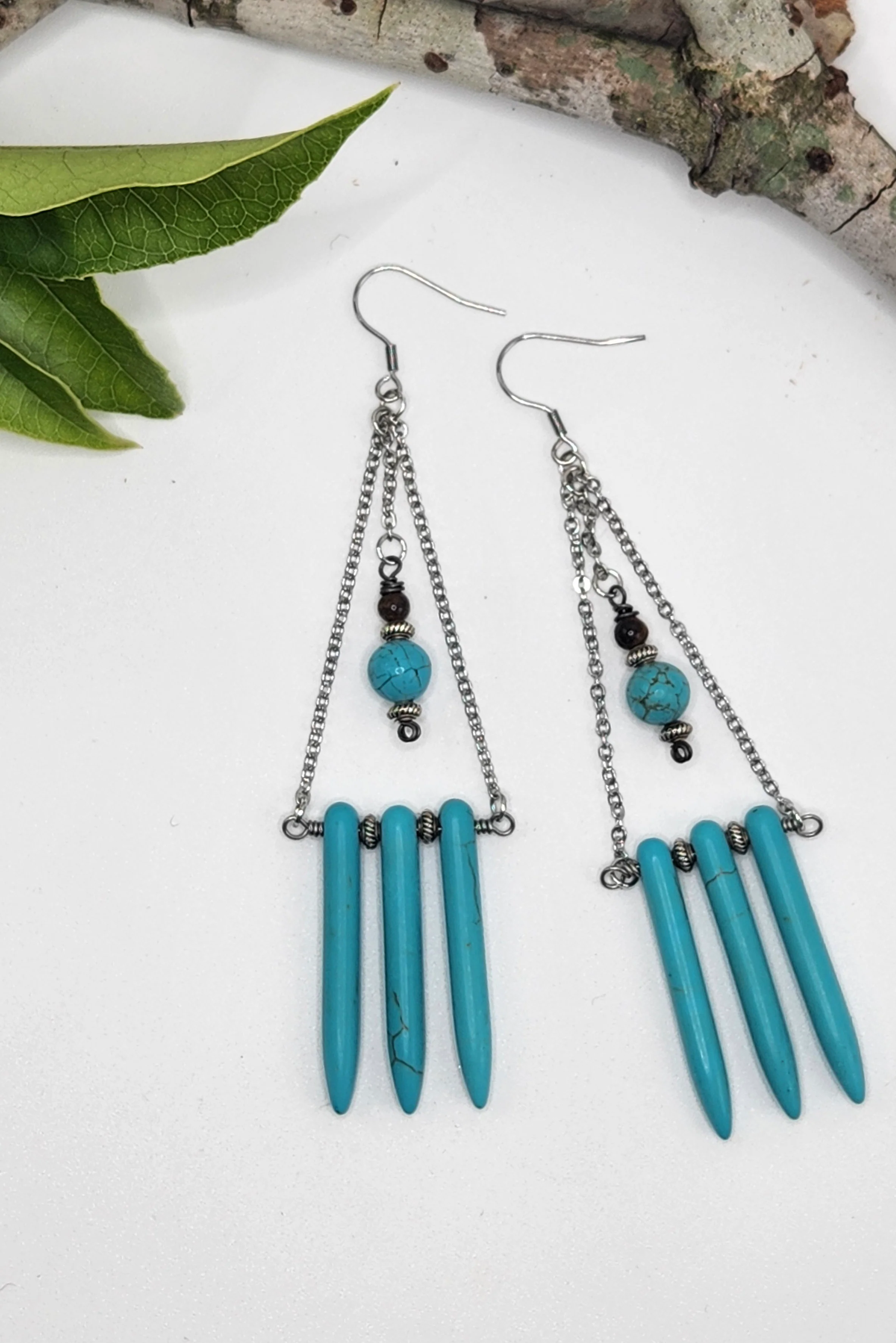 Triple Drop Turquoise Earrings