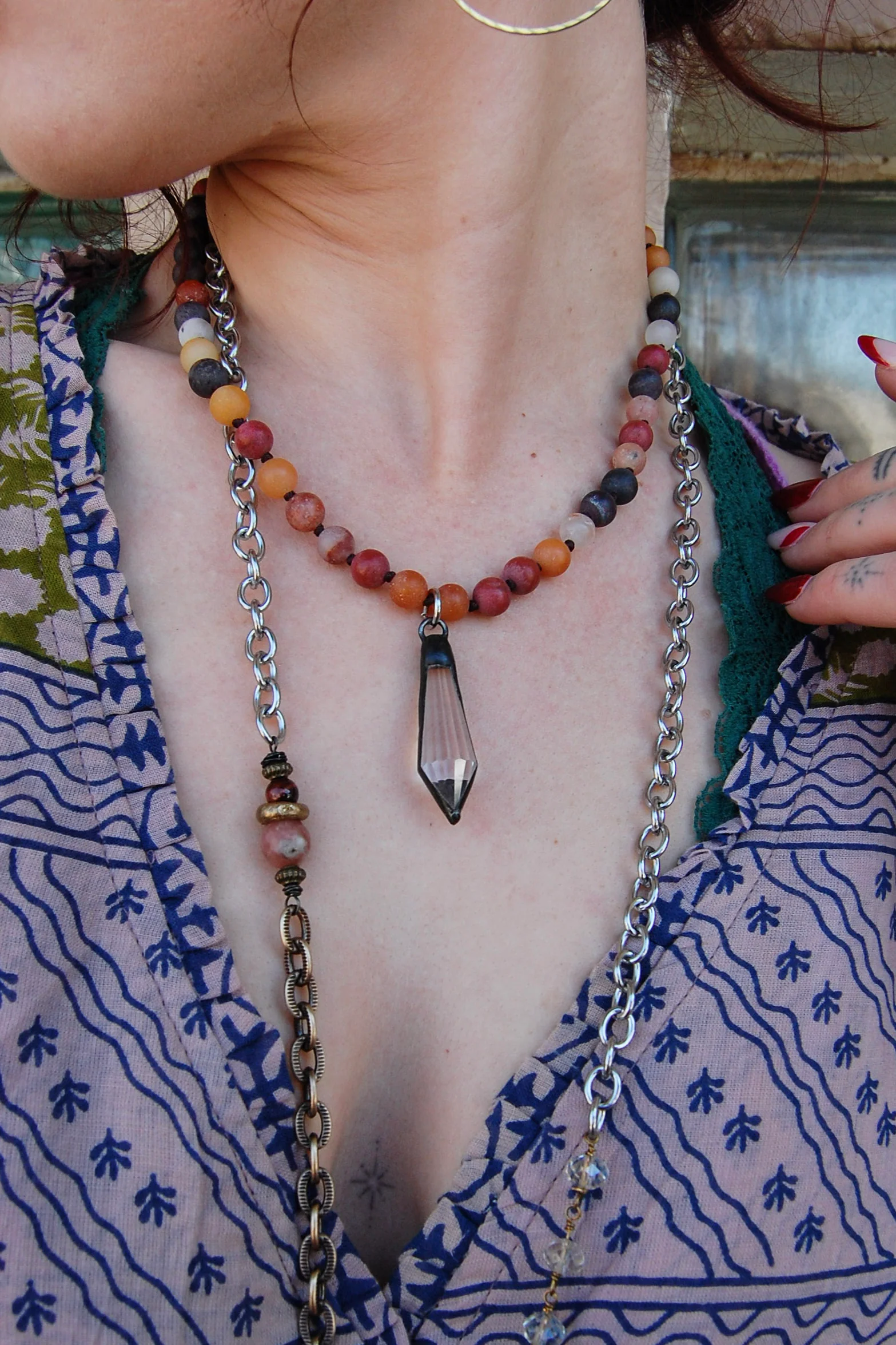 Carnelian Chandelier Drop Choker