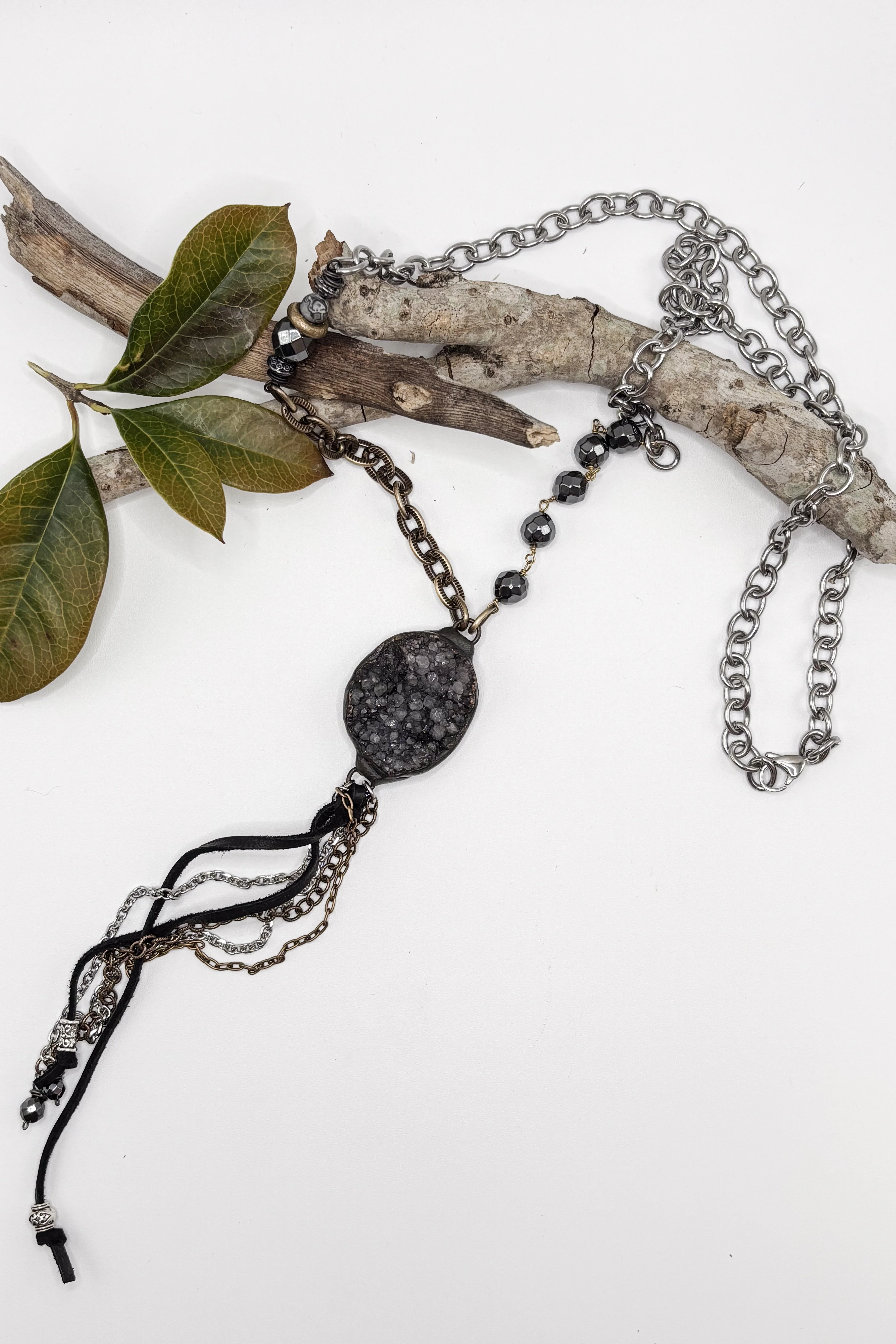 Geode Tassel Drop Necklace