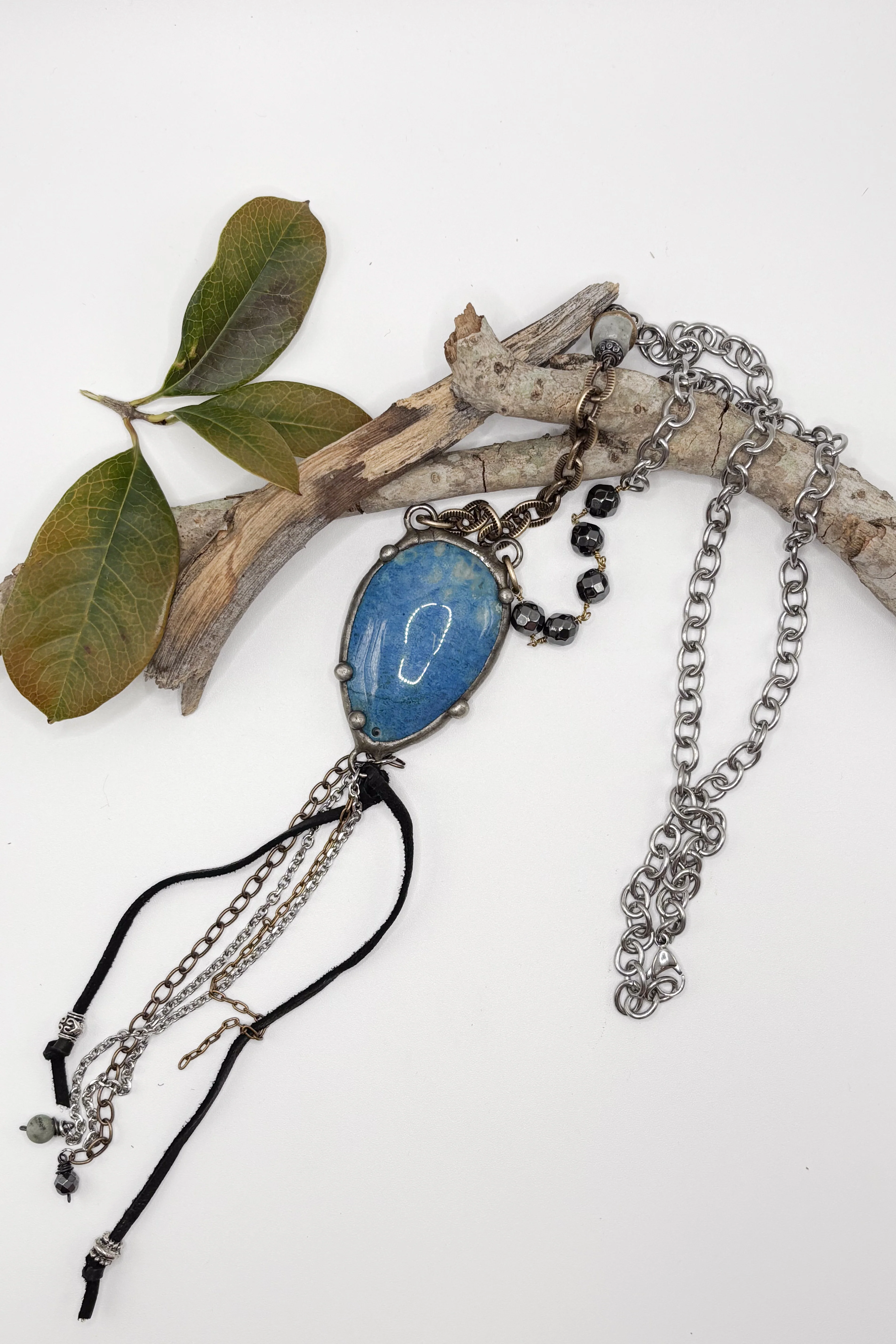 Lapis Tassel Drop Necklace
