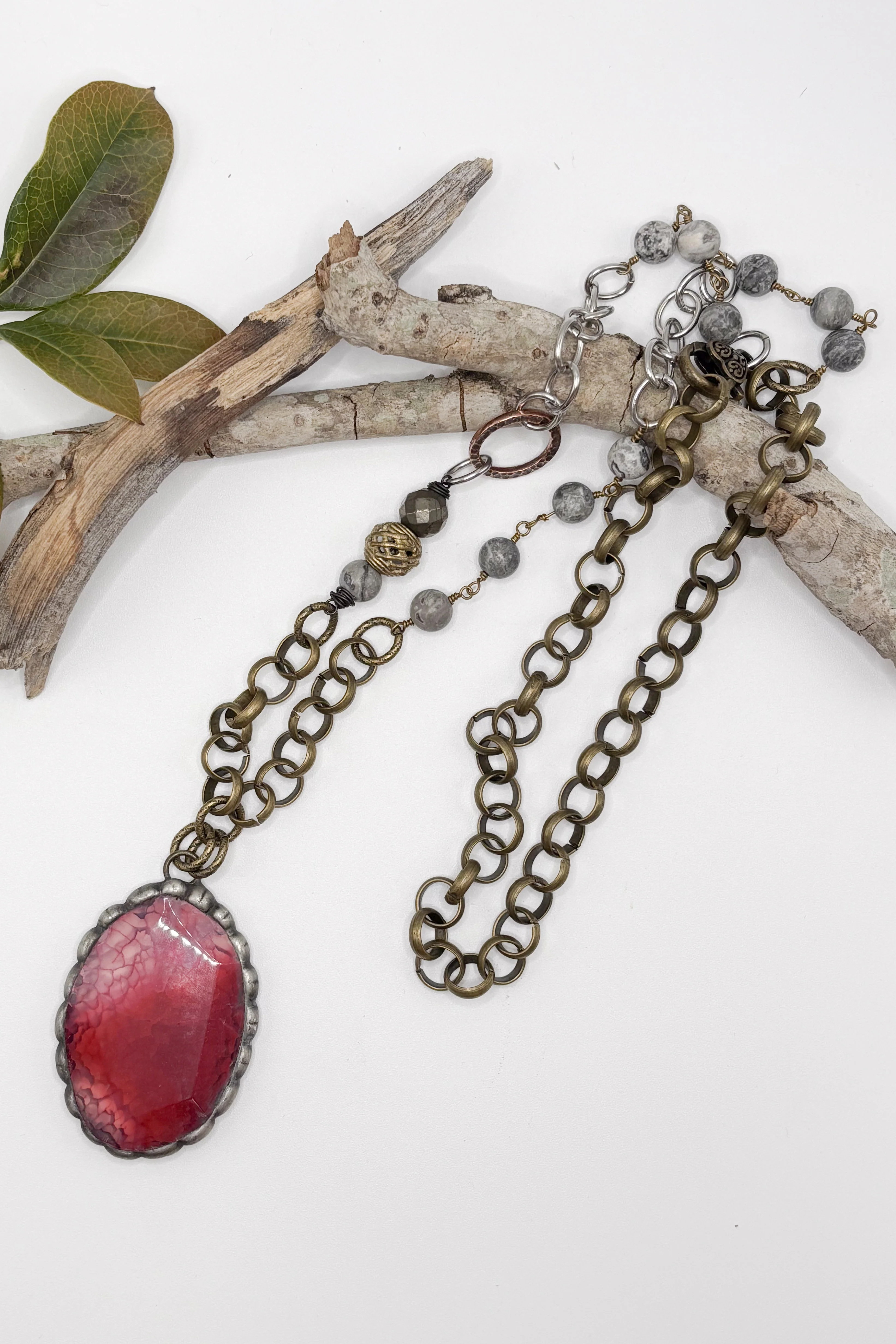 Red Quartz Statement Drop Necklace