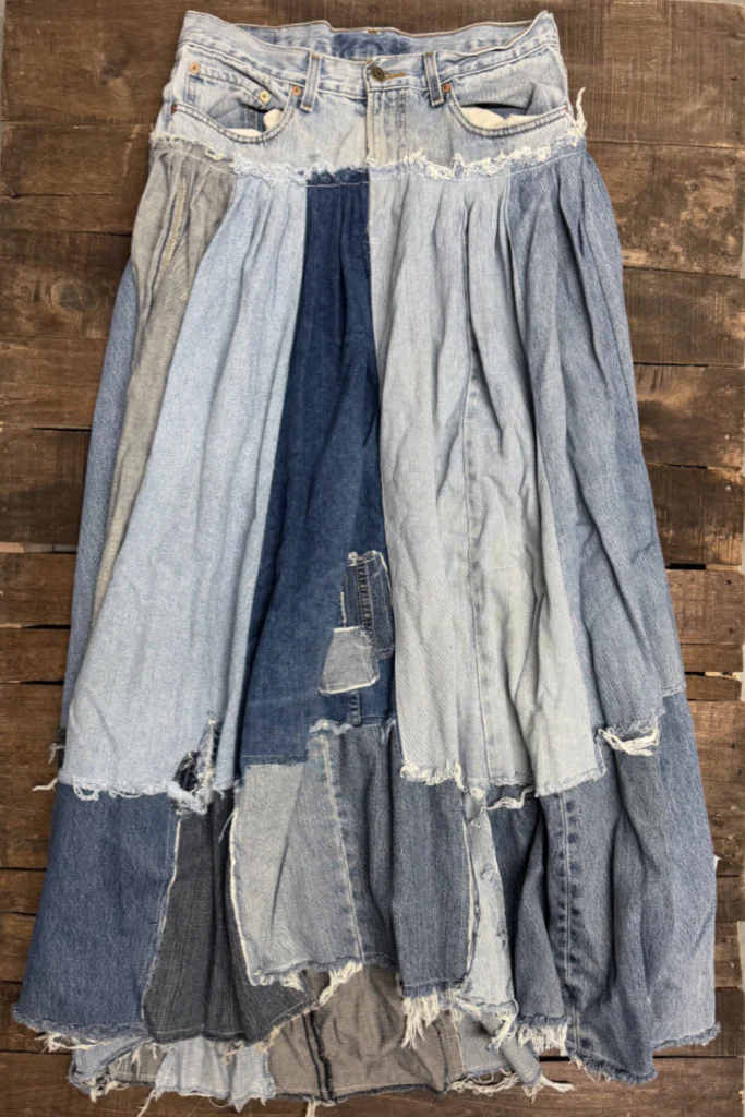 Sale - Patched About Upcycled Denim Skirt