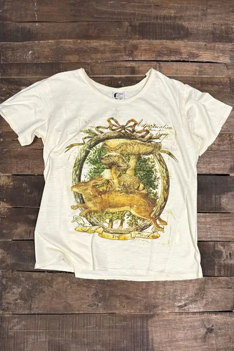 Jumping About - Moon Dance Distressed Cotton Tee Top