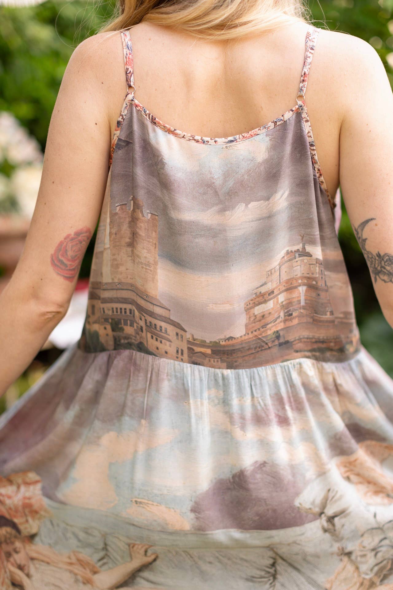 Imaginarium Bohéme Slip Dress with Moon and Dreamscape Print - ivyandlavyboutique Market of Stars