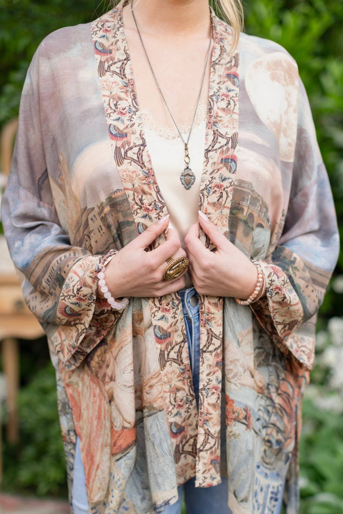 Imaginarium Matinée Duster Kimono w/ Moon mid - length - ivyandlavyboutique Market of Stars