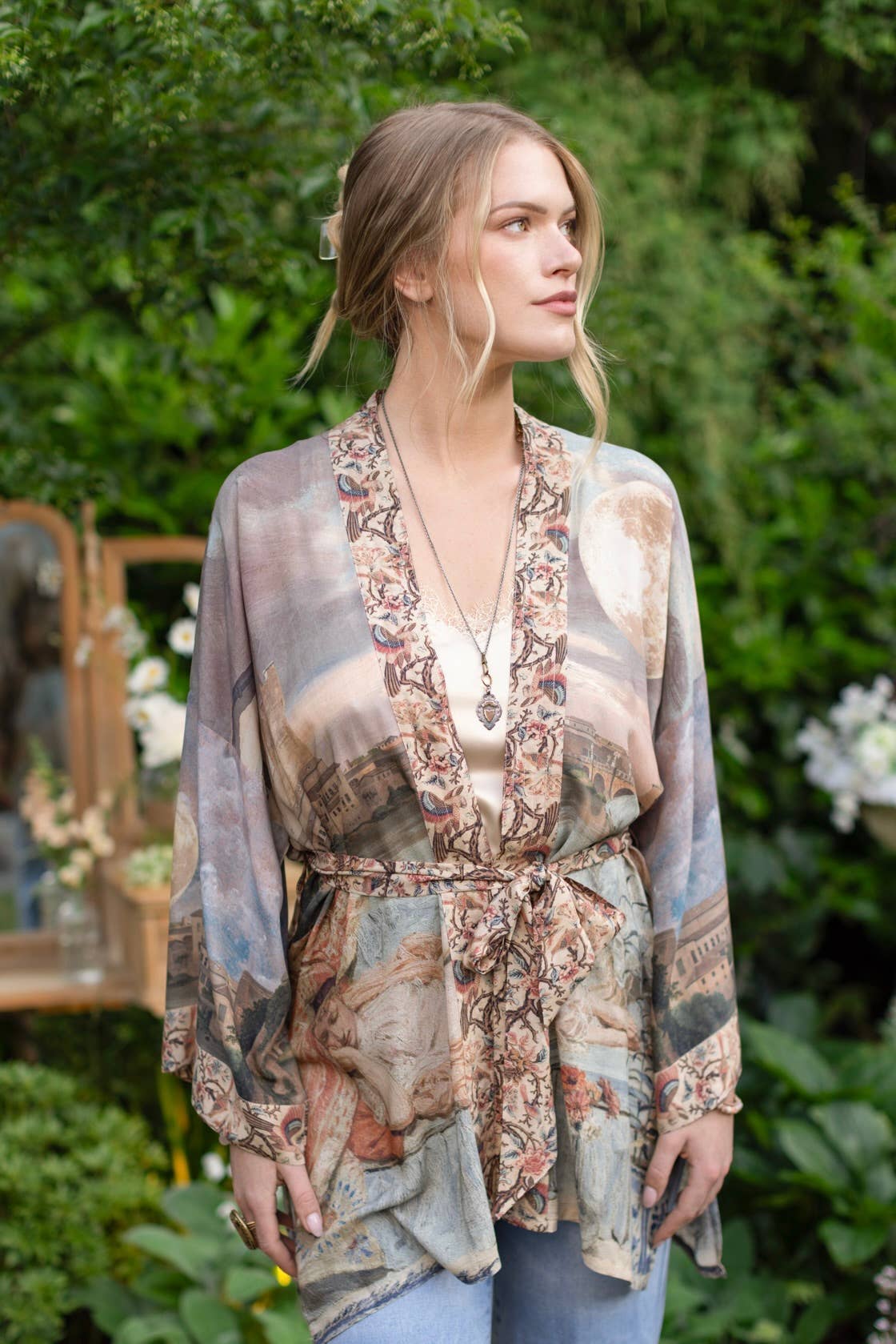 Imaginarium Matinée Duster Kimono w/ Moon mid - length - ivyandlavyboutique Market of Stars