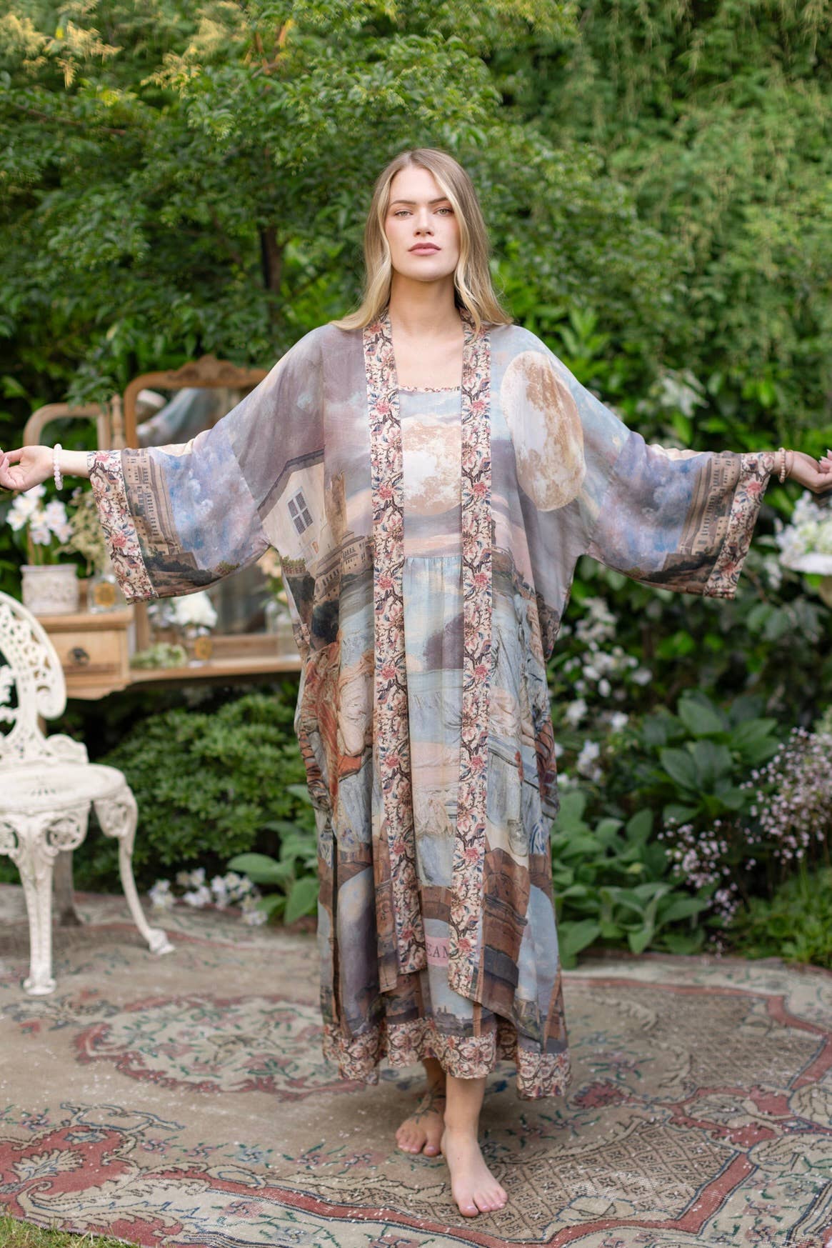 Imaginarium Opera Duster Kimono Robe with Moon long length - ivyandlavyboutique Market of Stars