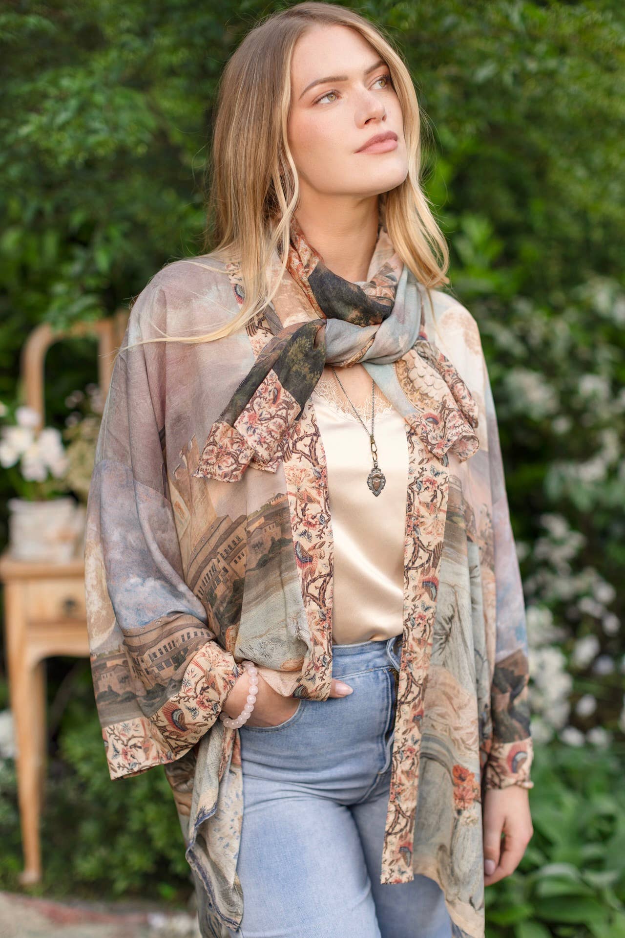 Imaginarium Scarf with Moon and Dreamscape Print - ivyandlavyboutique Market of Stars