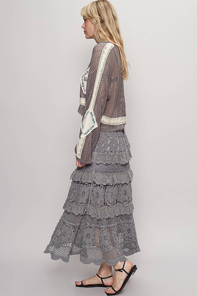 In Playa Lace Ruffle Croche Skirt - ivyandlavyboutique Pol Clothing