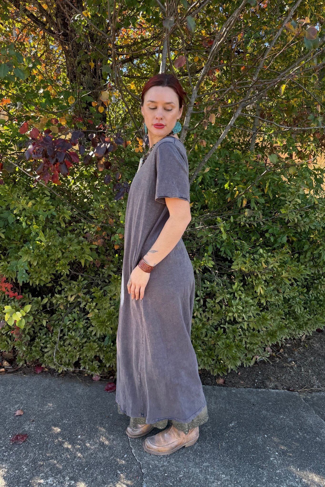 Indian Print Short Sleeve Long Dress - ivyandlavyboutique Blue Velvet