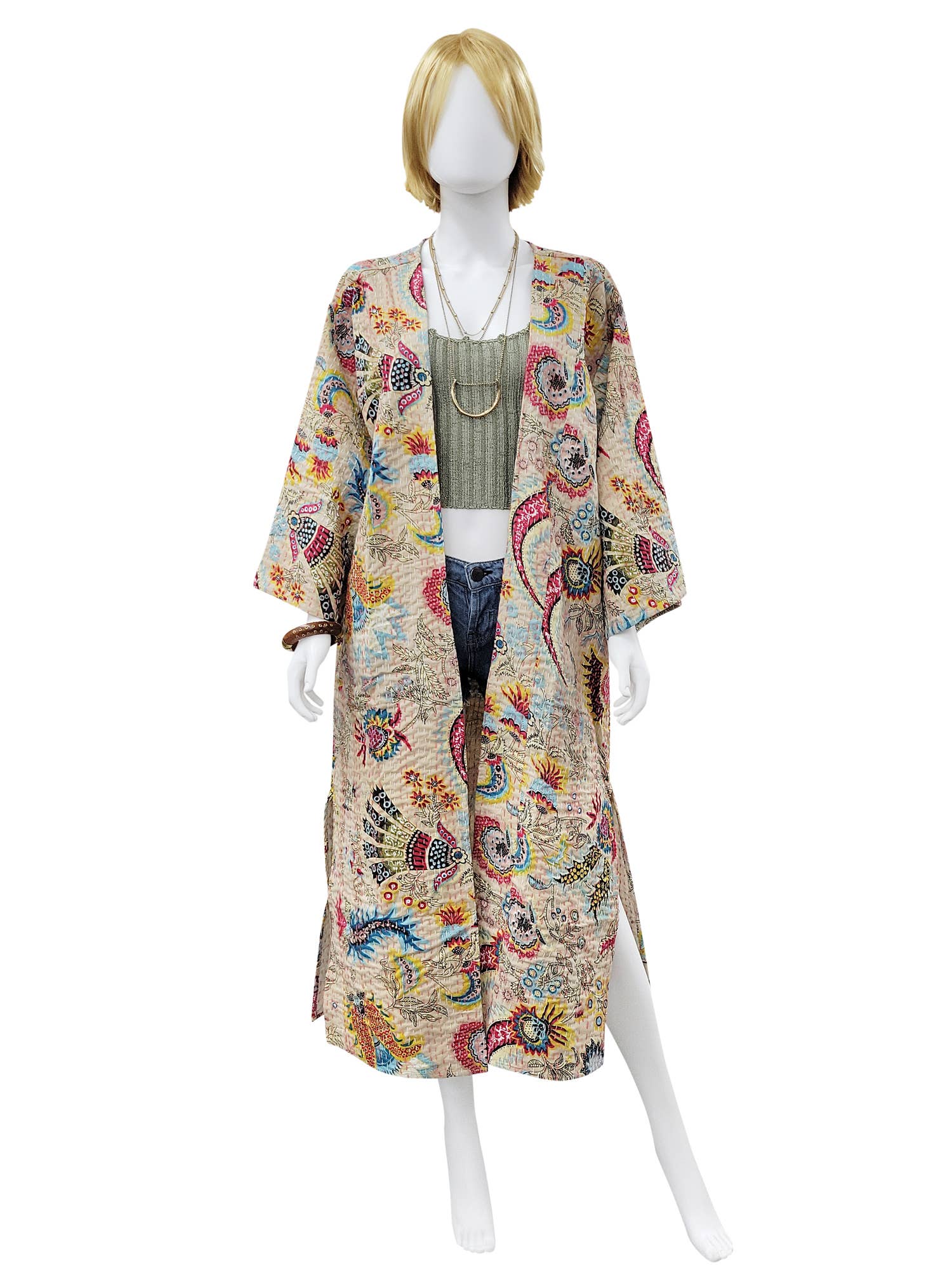 Indira Artisan Boho Kantha Jacket - ivyandlavyboutique Raj Trading & Imports (USA) Inc.