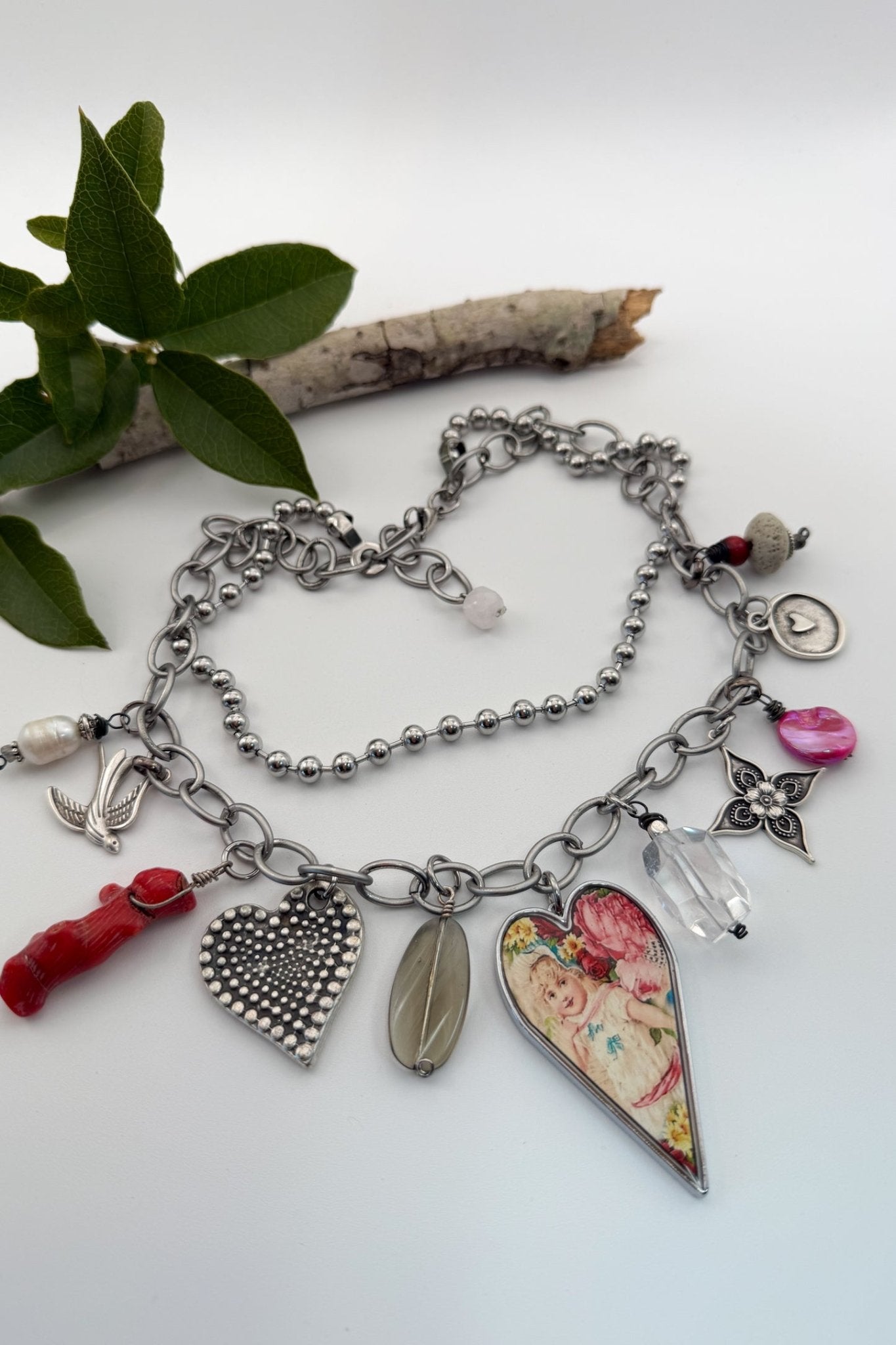 Inhale Peace Large Heart Pendant Charm Necklace - ivyandlavyboutique Spirit Lala