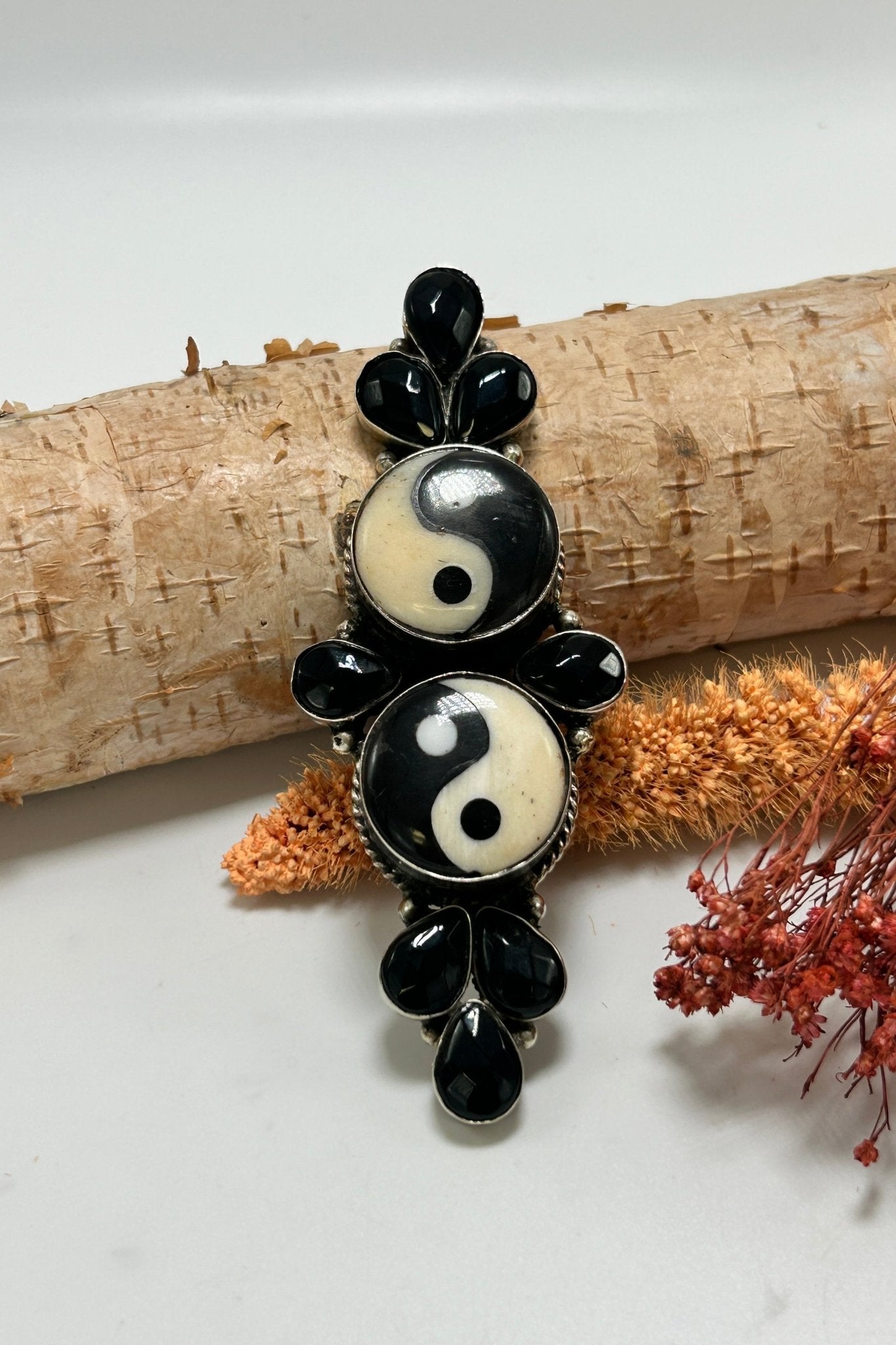 Inner Vibes Yin Yang Ring in 2 Tiered w/ Obsidian - 3 - ivyandlavyboutique ivyandlavyboutique