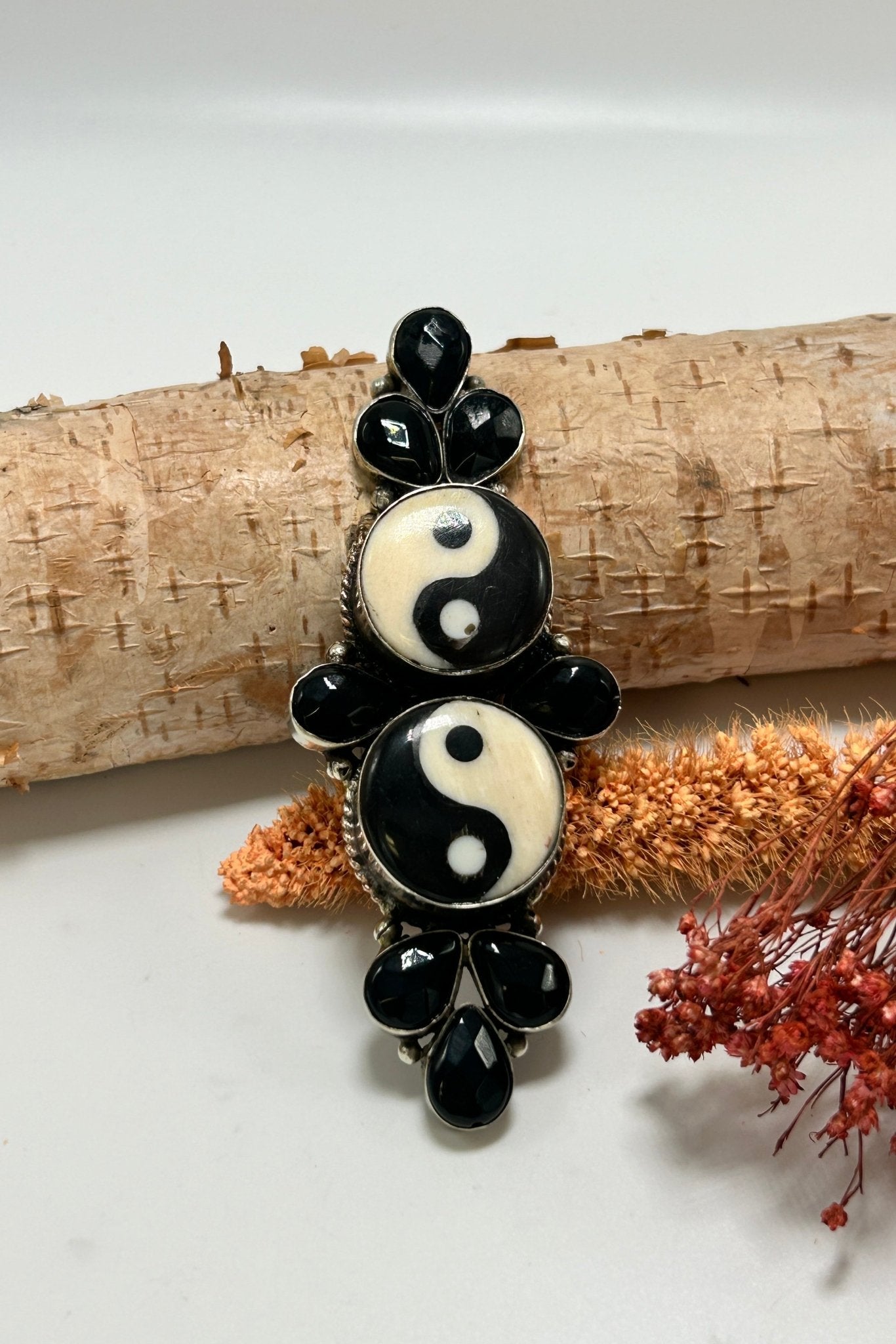 Inner Vibes Yin Yang Ring in 2 Tiered w/ Obsidian - 4 - ivyandlavyboutique ivyandlavyboutique