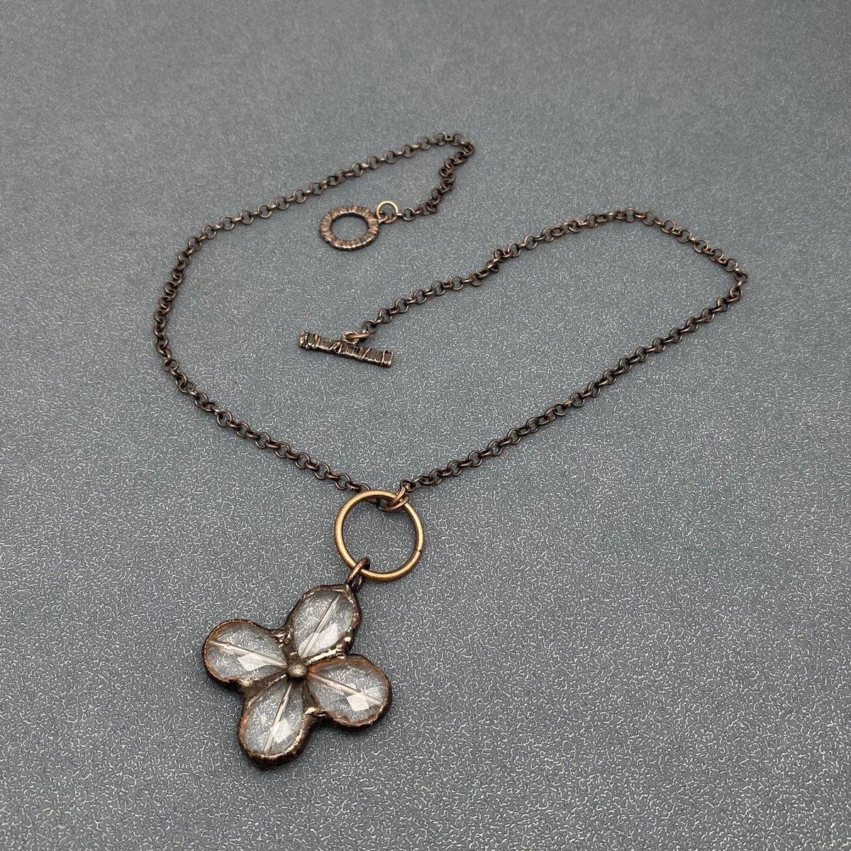 Irregular Four-leaf Clover Shape Crystal Necklace | OT buckl - ivyandlavyboutique Mio Queena