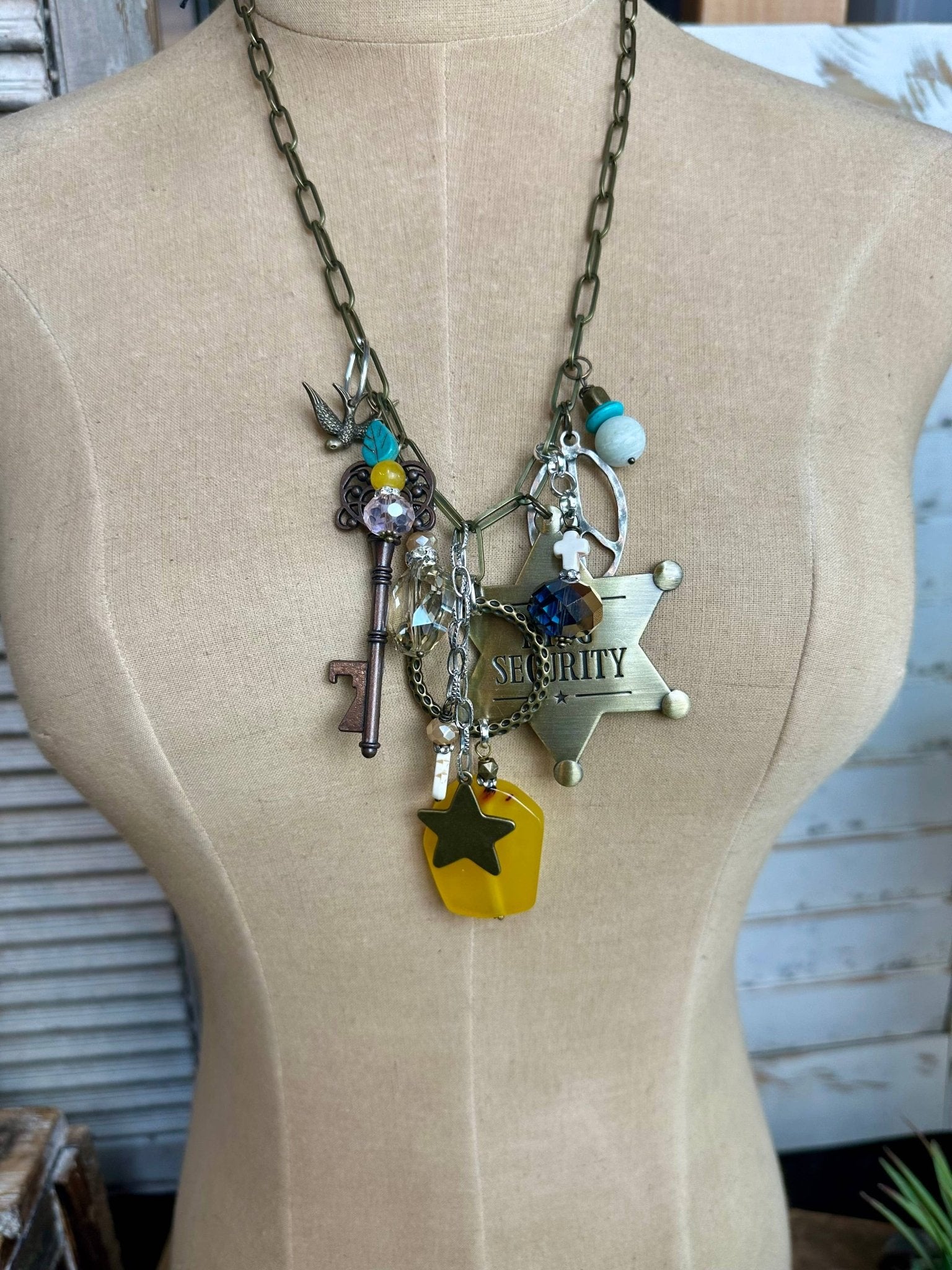 Jail Bird Sheriff Gypsy Junk Necklace - ivyandlavyboutique Scooples Jewelry