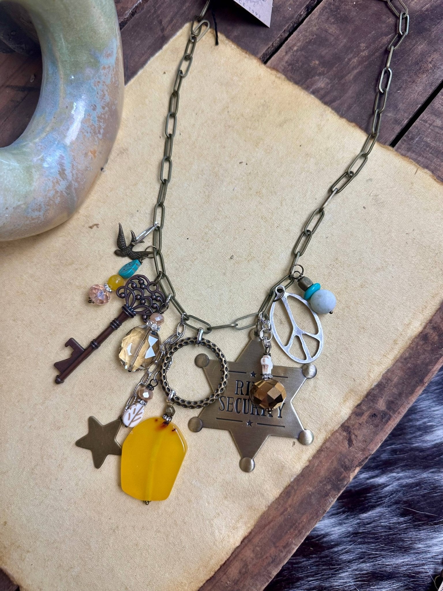 Jail Bird Sheriff Gypsy Junk Necklace - ivyandlavyboutique Scooples Jewelry
