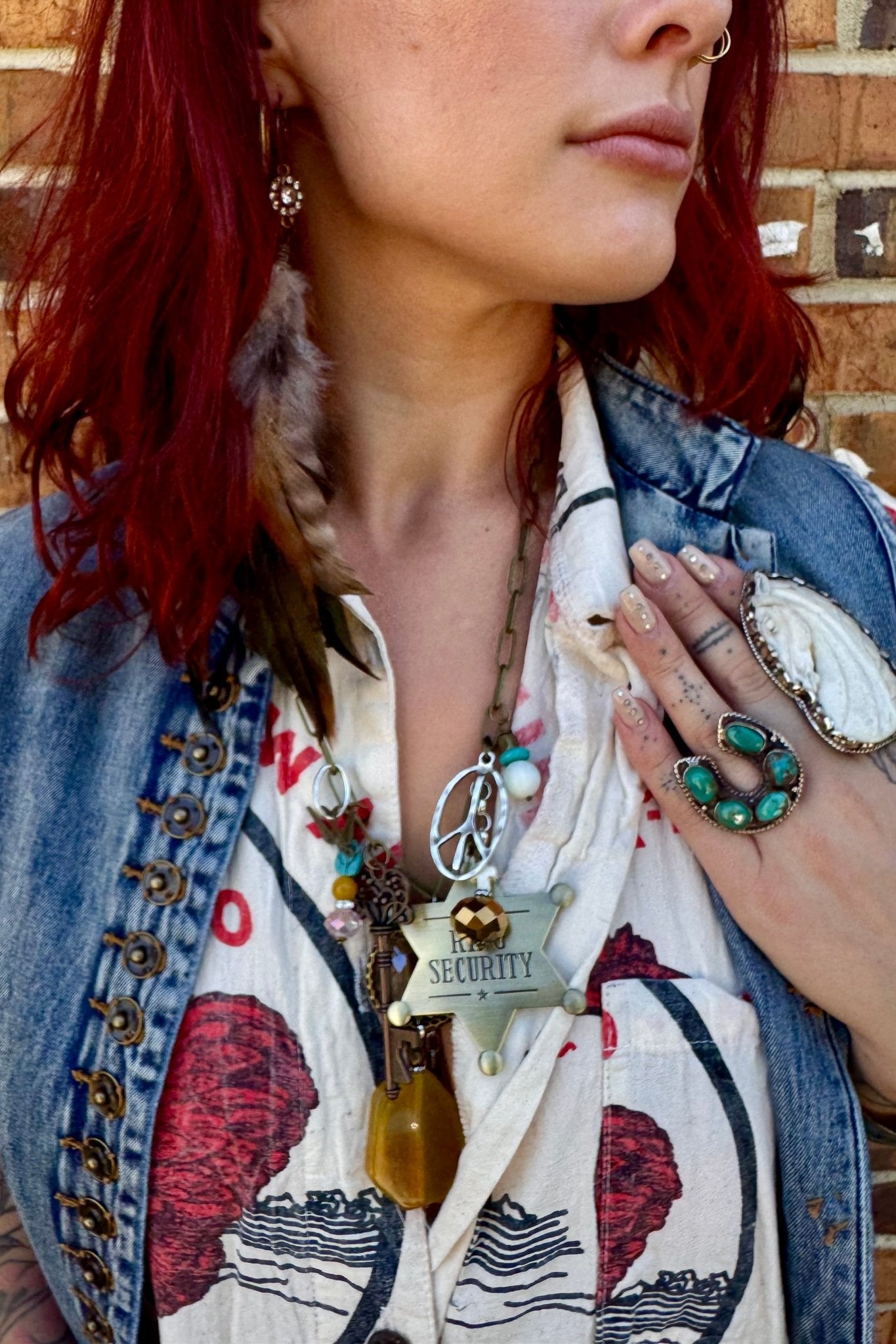 Jail Bird Sheriff Gypsy Junk Necklace - ivyandlavyboutique Scooples Jewelry