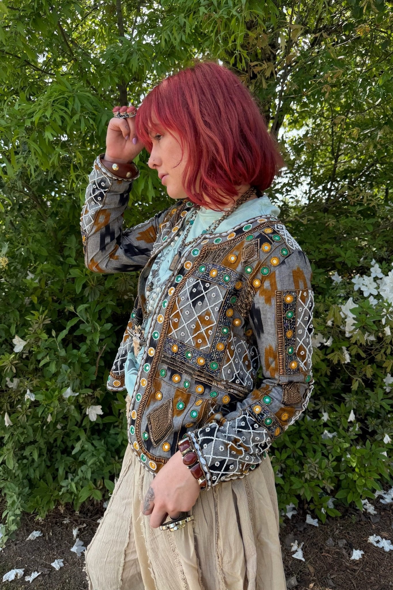 Jeweled Cropped Jacket - ivyandlavyboutique LA Skirts
