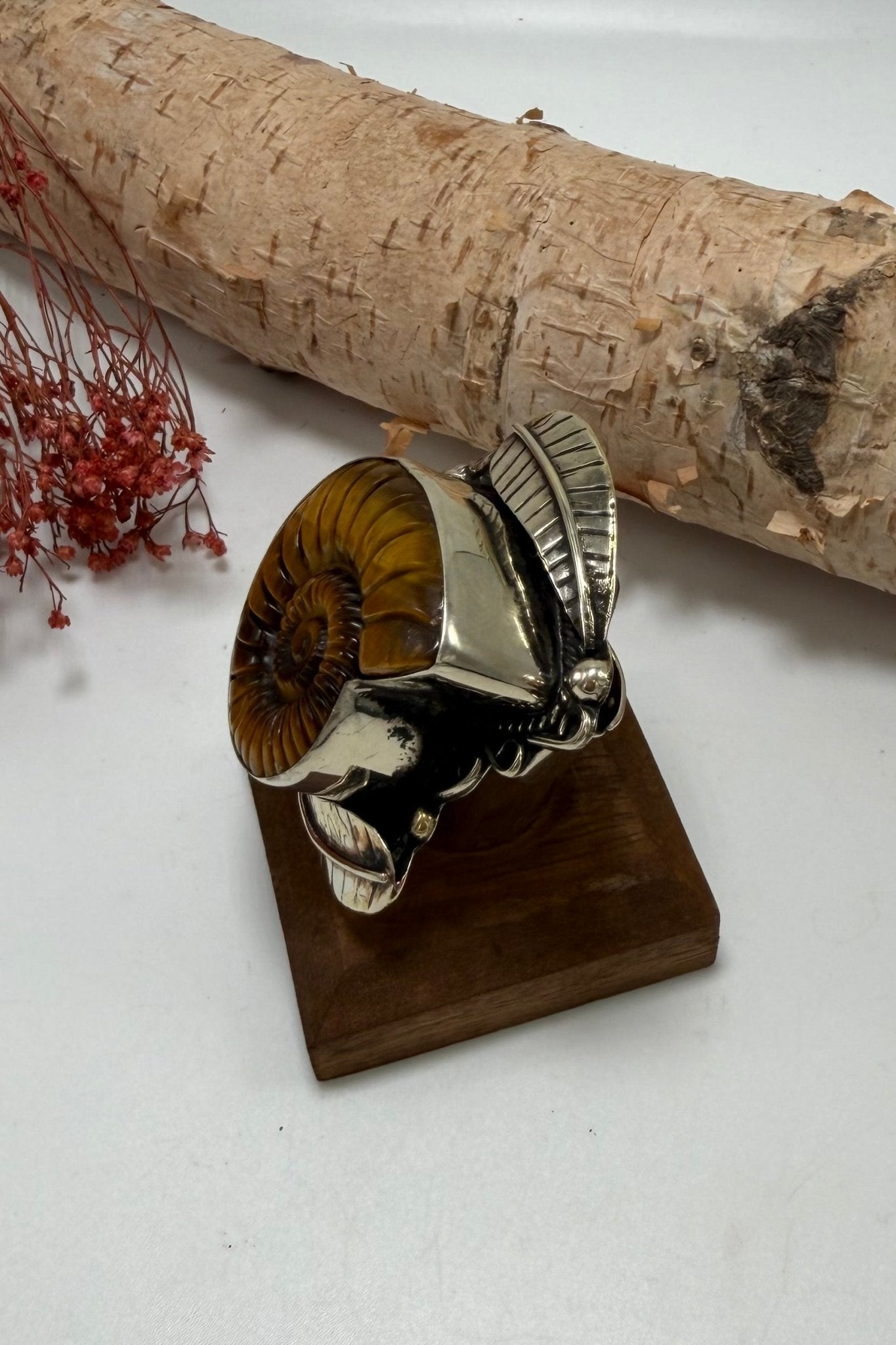 Just Swirl Carved Shell in Tigers Eye Ring - 1 - ivyandlavyboutique ivyandlavyboutique