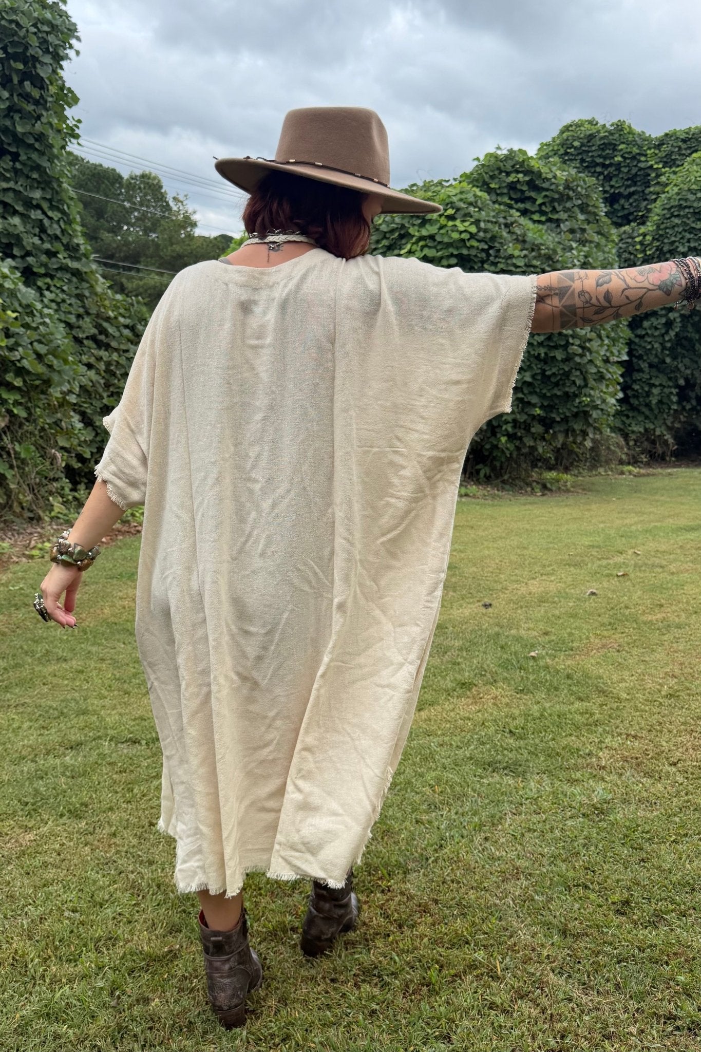Kaftan Dress in Hat Graphic - ivyandlavyboutique LeParisPetit by I Love Linen