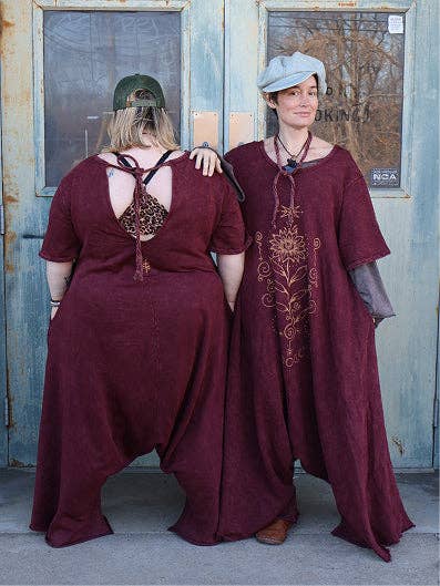 Kantha Bae Dream Wide Leg Terry Jumpsuit - Burgundy - Lotus - ivyandlavyboutique Kantha Bae