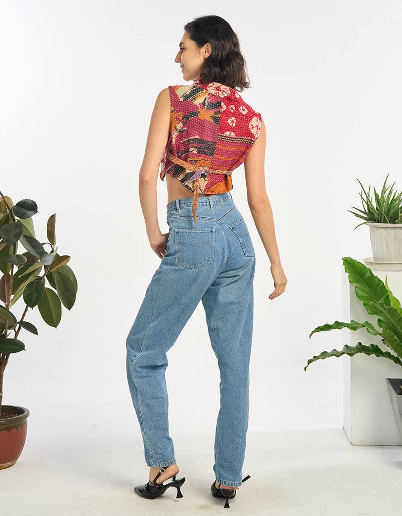 Kantha Crop Top - ivyandlavyboutique Kathmandu Imports