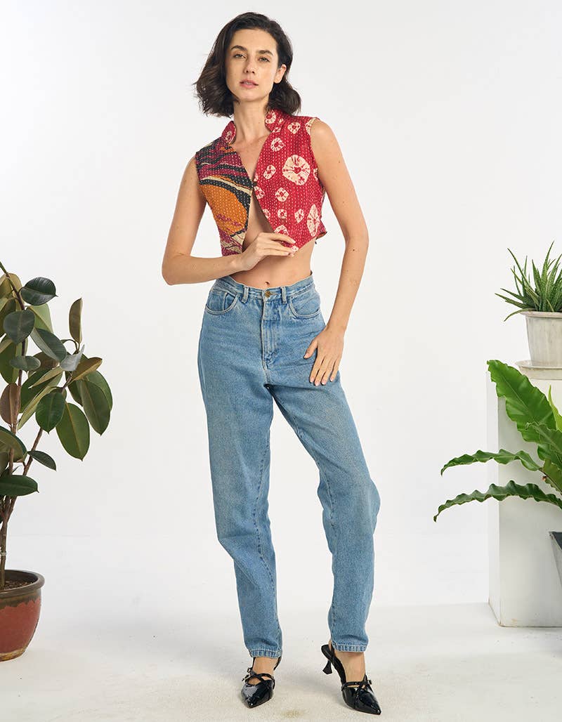 Kantha Crop Top - ivyandlavyboutique Kathmandu Imports
