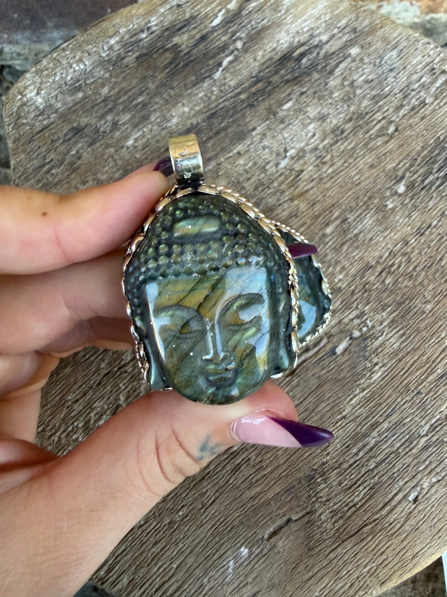 Laboradite Head Deity Pendant - ivyandlavyboutique ivyandlavyboutique