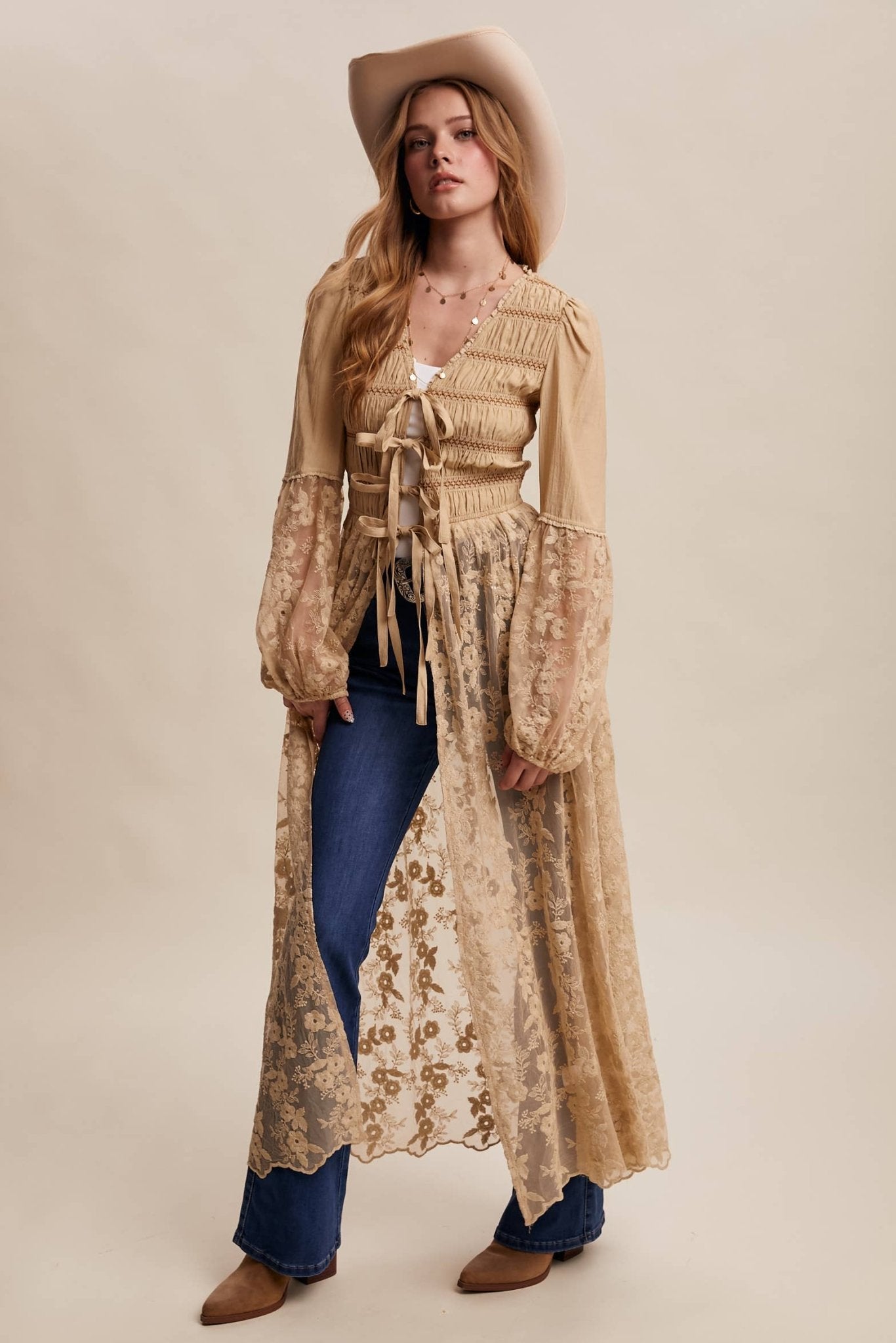 Lace - Up Embroidered Maxi Kimono in Wine - ivyandlavyboutique Listicle