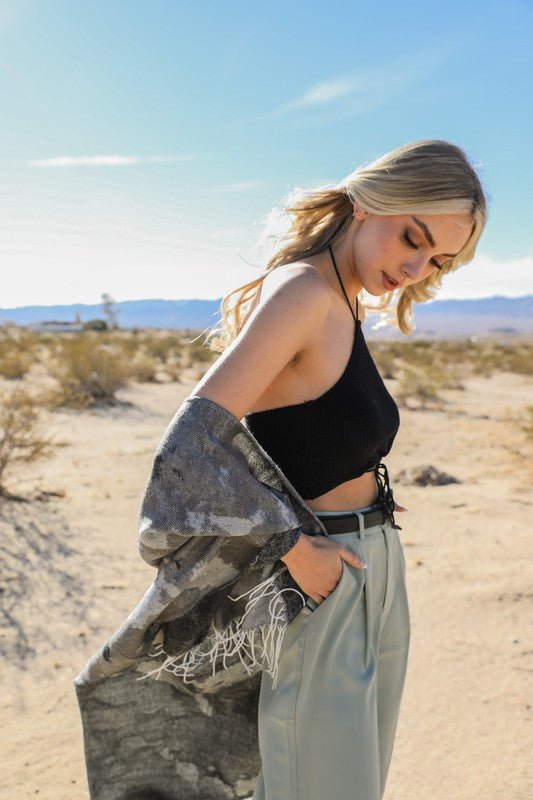 Lace - Up Halter Knit Bralette - ivyandlavyboutique Leto Accessories