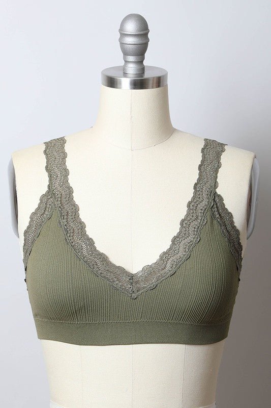 Laceys Trim Padded Bralette - ivyandlavyboutique Leto Accessories