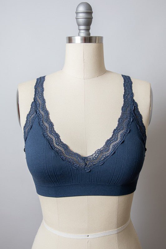 Laceys Trim Padded Bralette - ivyandlavyboutique Leto Accessories