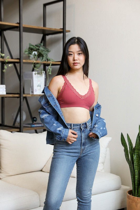 Laceys Trim Padded Bralette - ivyandlavyboutique Leto Accessories