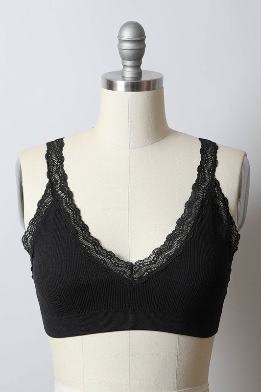 Laceys Trim Padded Bralette - ivyandlavyboutique Leto Accessories